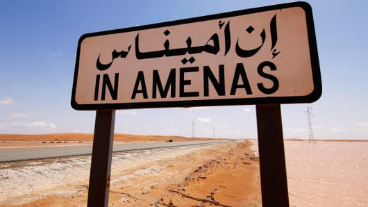 In Amenas road sign, Algeria.